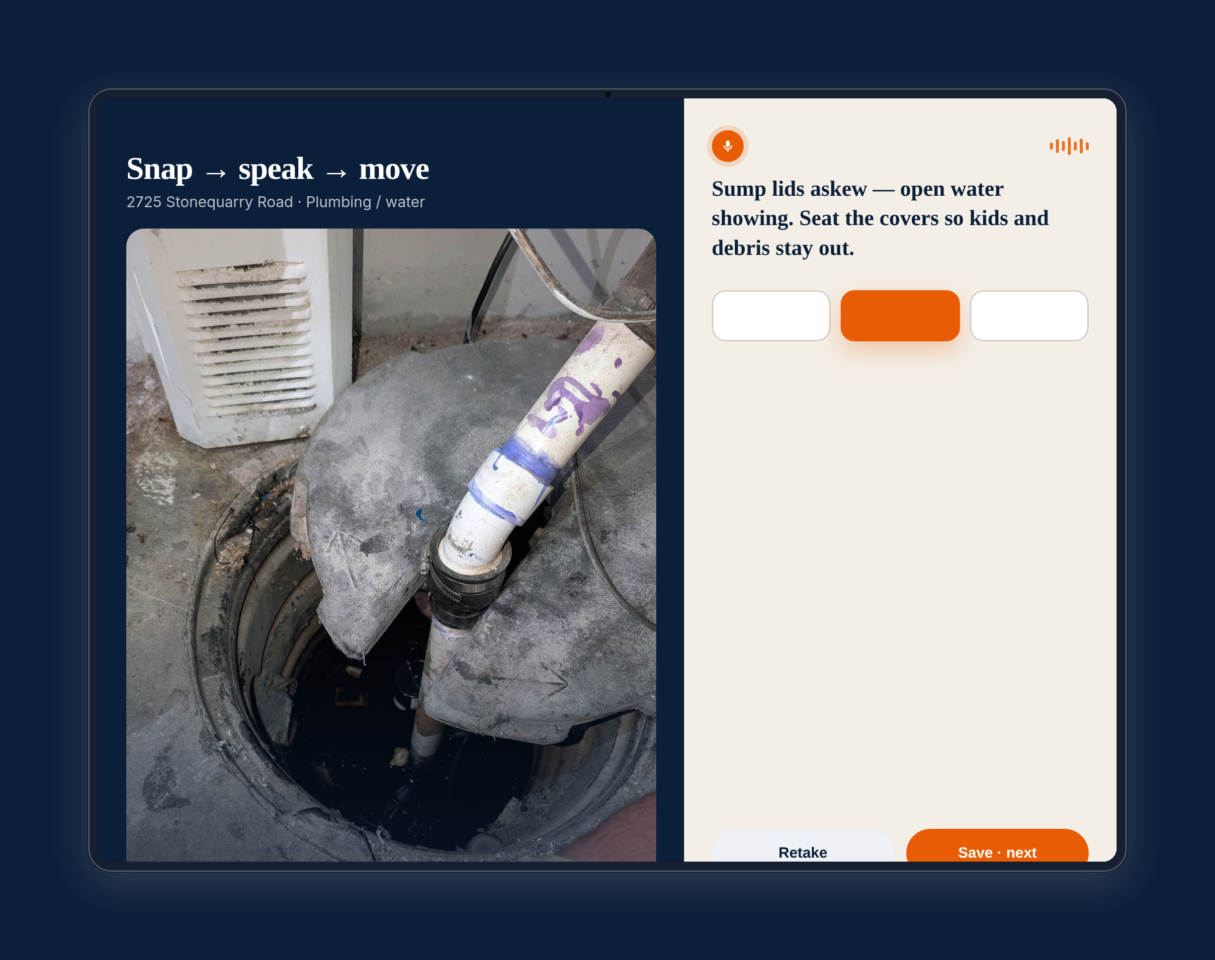 WALKED Field on tablet — finding with DIY stamp